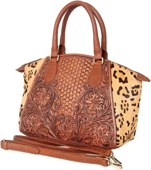 American Darling Tote Hand Tooled Hair on Genuine Leather Western Women Bag Handbag Purse | Western Tote Bag | Travel Tote Bags | College Tote Bag | Casual Tote Bag