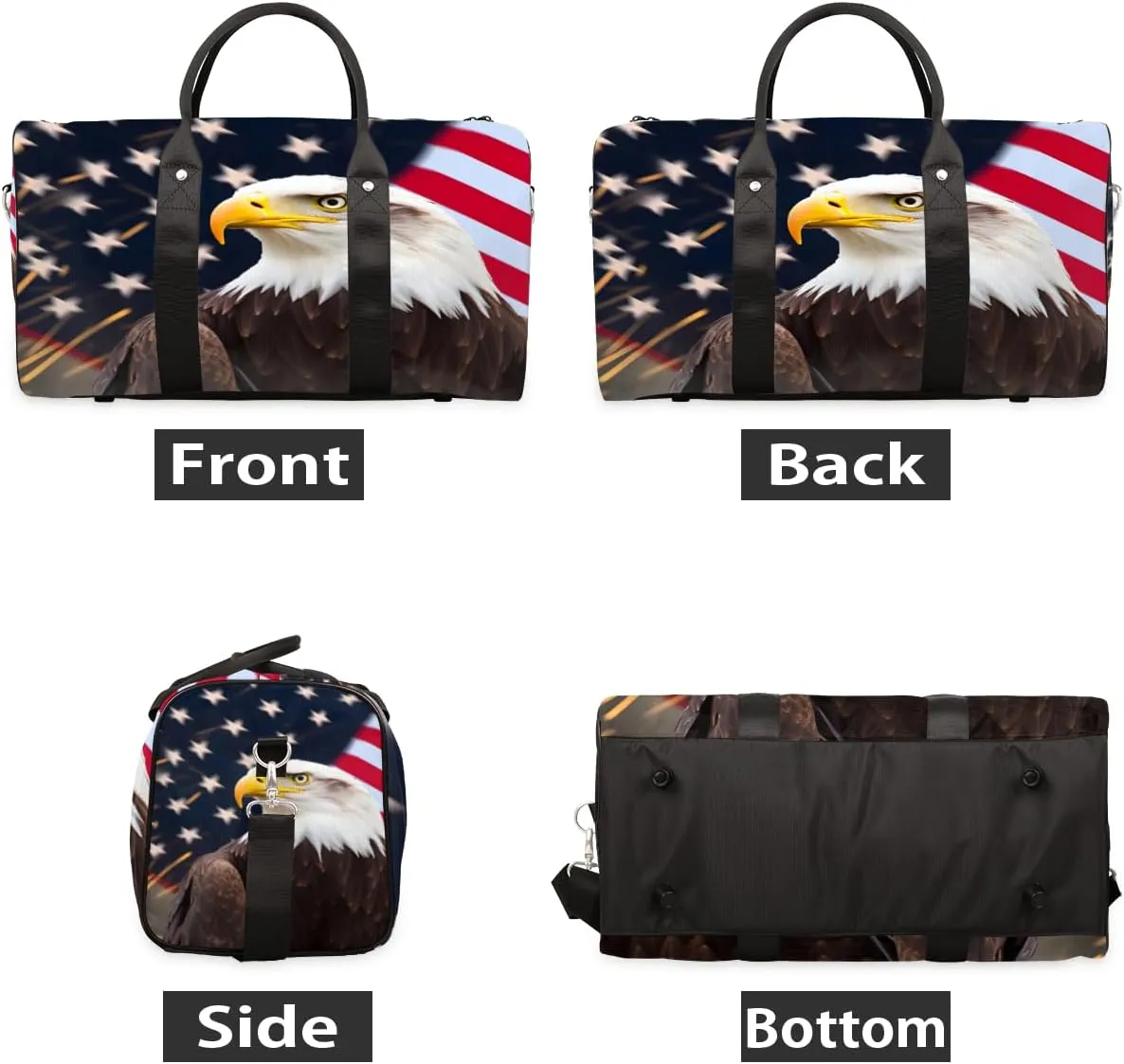 American Eagles Travel Duffle Bag for Women Men Gym Duffel Foldable Bag Waterproof Weekender 4th July Duffle Tote