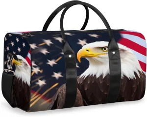 American Eagles Travel Duffle Bag for Women Men Gym Duffel Foldable Bag Waterproof Weekender 4th July Duffle Tote