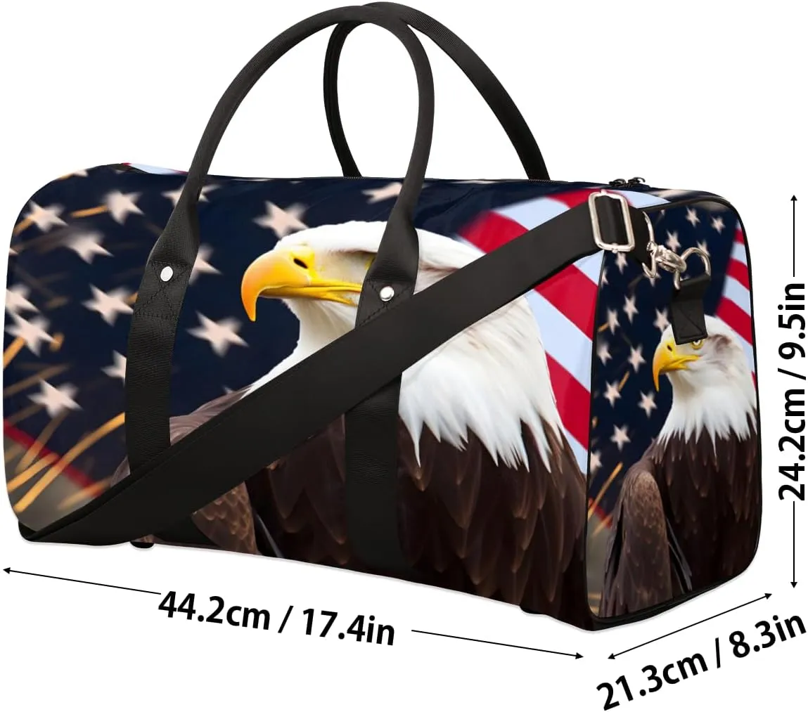 American Eagles Travel Duffle Bag for Women Men Gym Duffel Foldable Bag Waterproof Weekender 4th July Duffle Tote