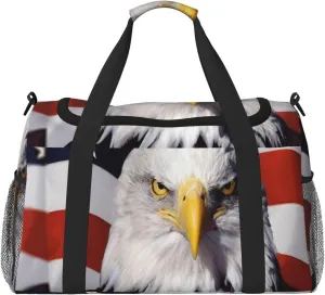 American Flag Travel Duffel Bag Large Foldable Waterproof Overnight Bag For Beach Swim Bags Pool Sports Gym