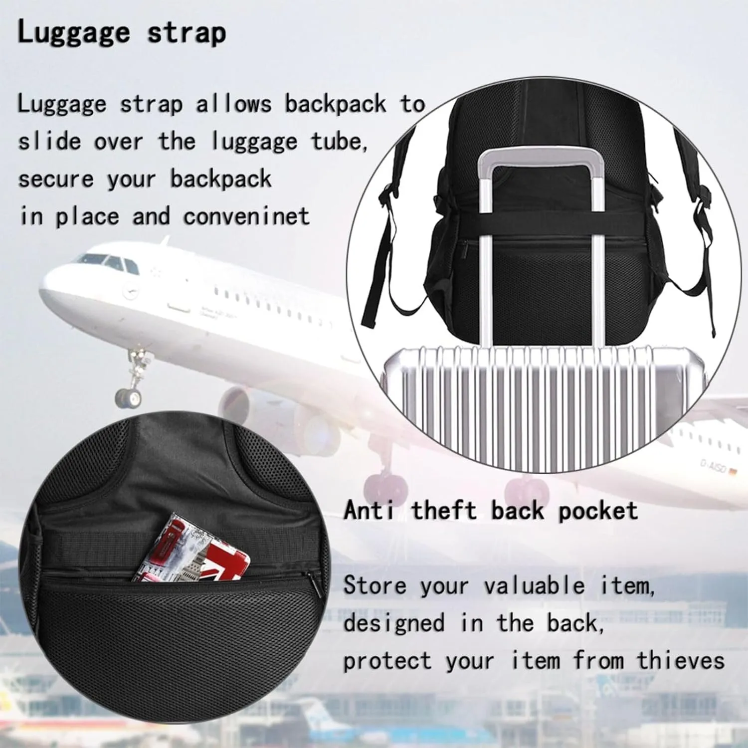 American Sweden Flag Swedish Roots Business Laptop Backpack Travel Backpacks Outdoor Rucksack Large Bag Daypack with USB Charging Port Multi-Pocket for Hiking Camping