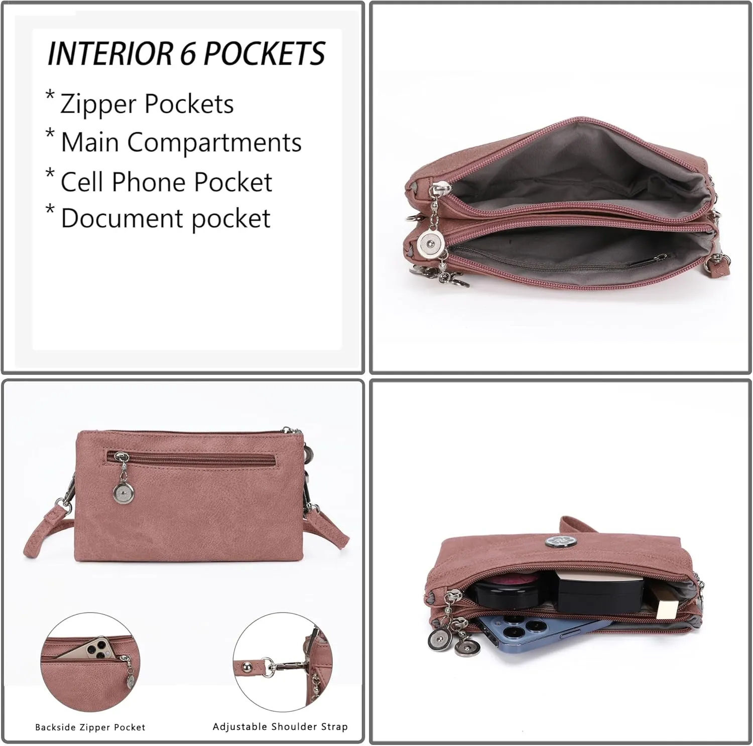 Angel Kiss Crossbody Bags Small Purses for Women Vegan Leather Cell Phone Wallet Purse with Wristlet Strap