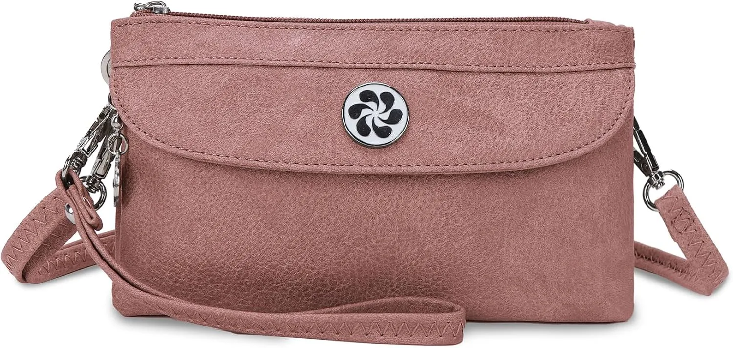 Angel Kiss Crossbody Bags Small Purses for Women Vegan Leather Cell Phone Wallet Purse with Wristlet Strap