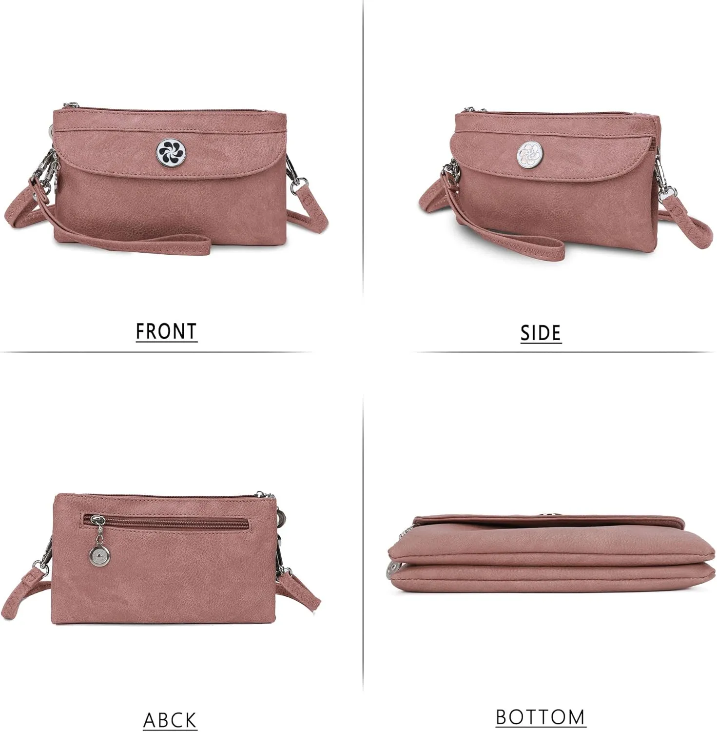 Angel Kiss Crossbody Bags Small Purses for Women Vegan Leather Cell Phone Wallet Purse with Wristlet Strap