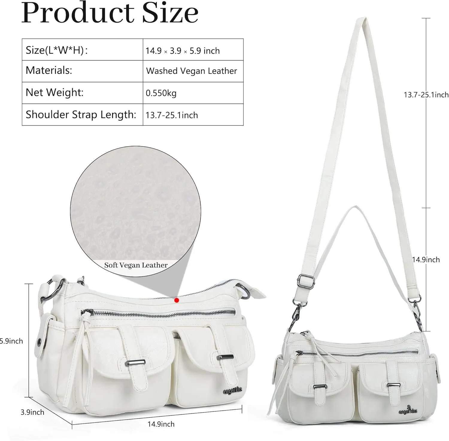 Angel Kiss Hobo Purses for Women Crossbody Shoulder Bag Ladies Multi Pocket Handbags with Adjustable Shoulder Strap