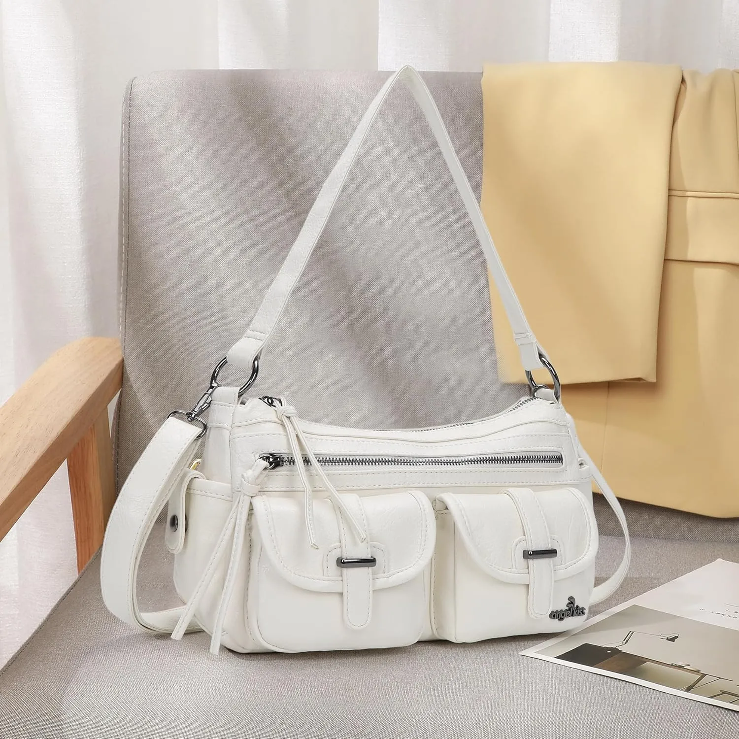 Angel Kiss Hobo Purses for Women Crossbody Shoulder Bag Ladies Multi Pocket Handbags with Adjustable Shoulder Strap