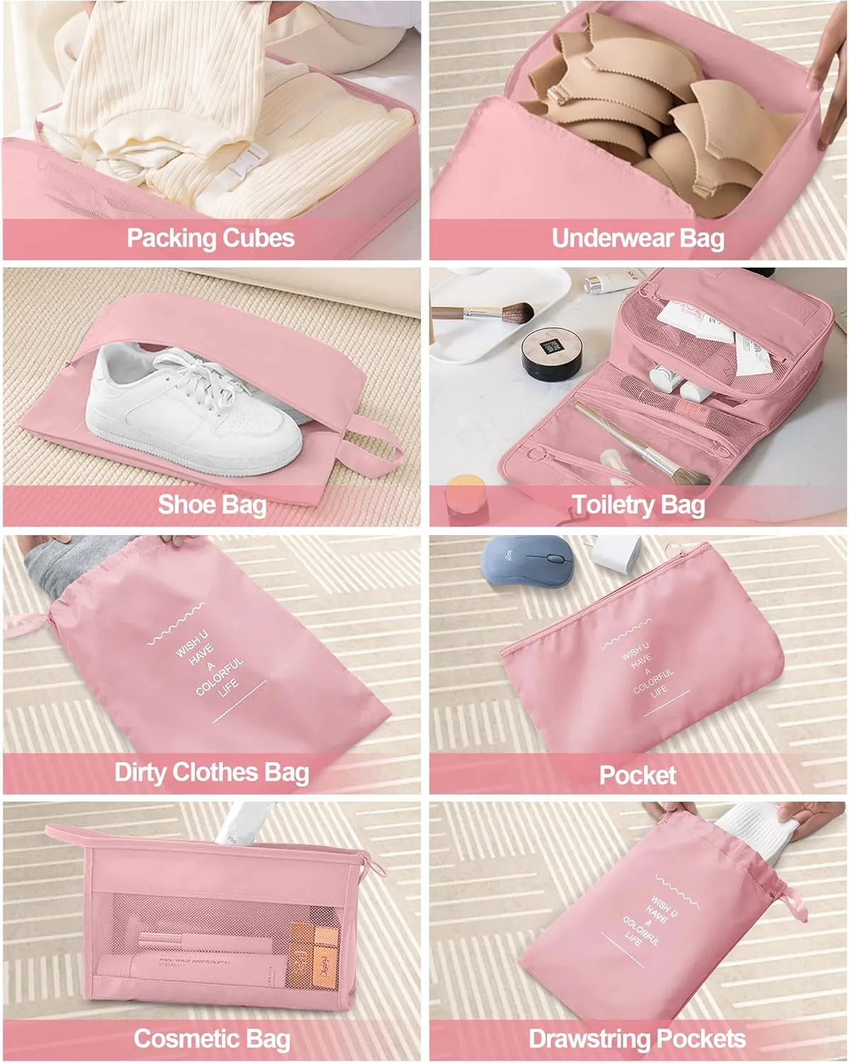 Anjing Packing Cubes 10/11 PCS Travel Luggage Organizers, Travel Essentials, Waterproof Packing Organisers, Luggage Organizer Bags