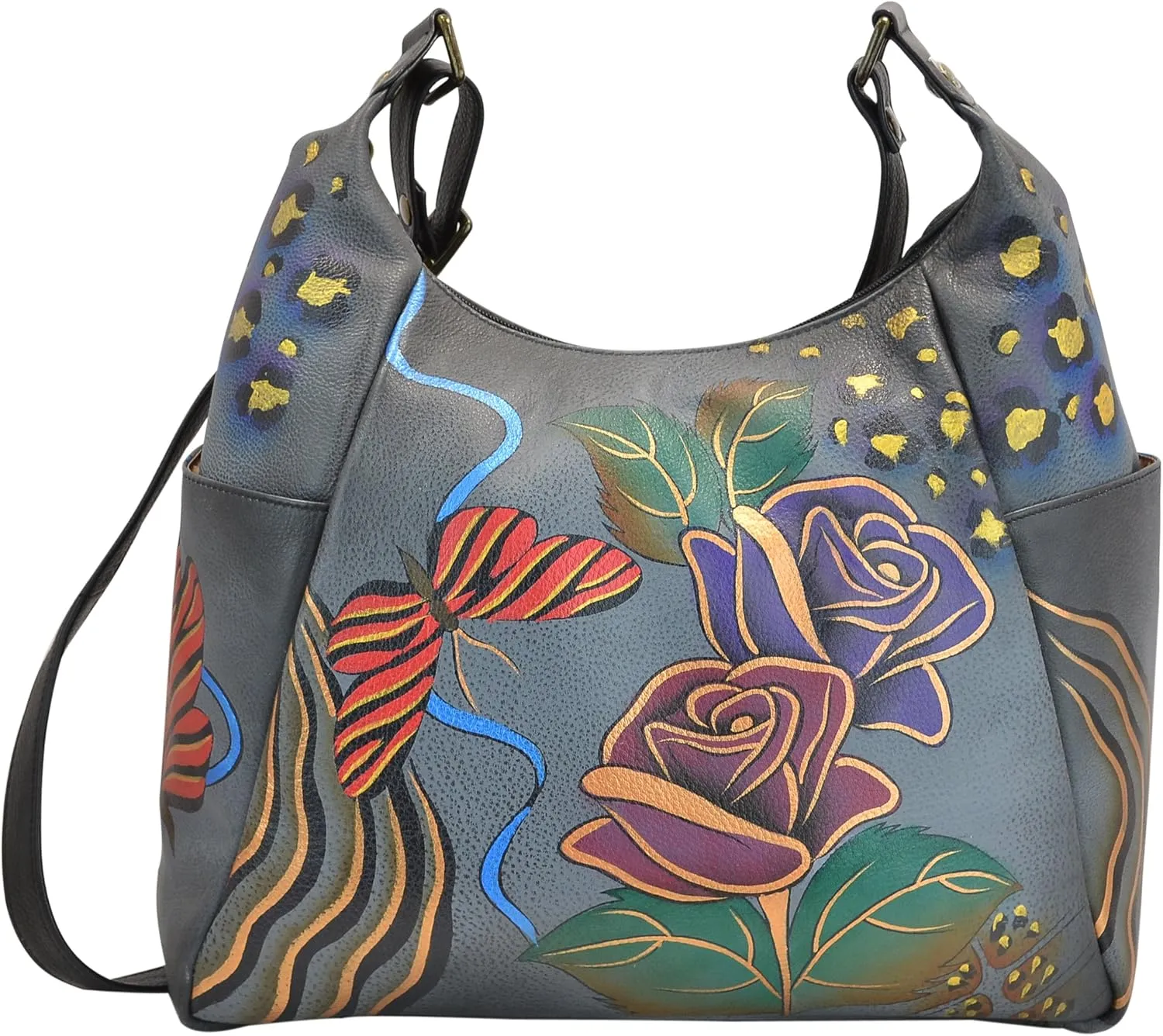 Anna By Anuschka Handpainted Large Multi Pocket Hobo