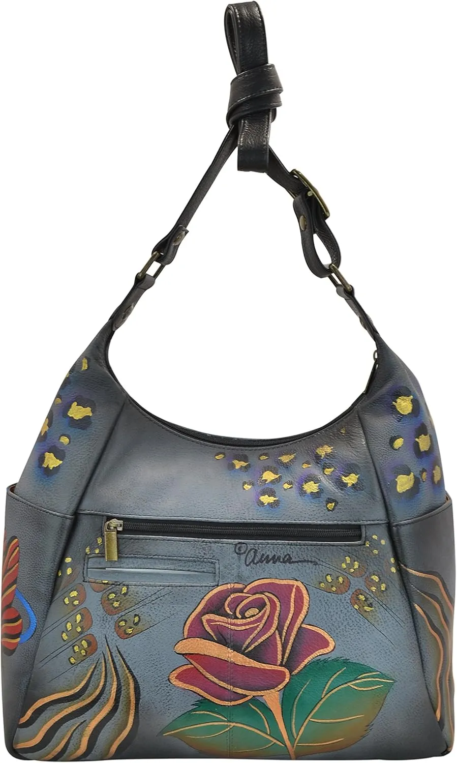 Anna By Anuschka Handpainted Large Multi Pocket Hobo