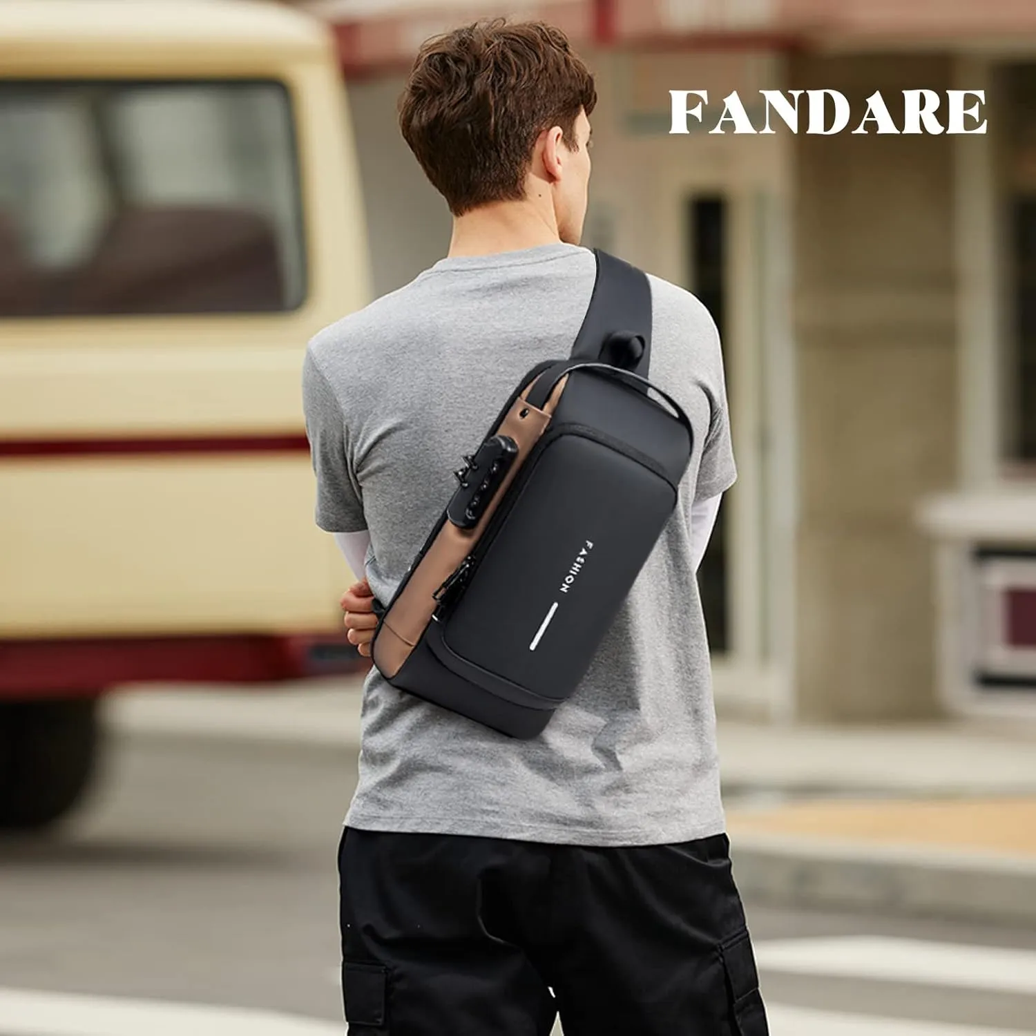 Anti-theft Chest Bag Business Shoulder Bags Satchel Bag with USB