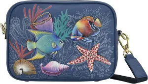 Anuschka Women’s Hand-Painted Genuine Leather Twin Top Messenger - Mystical Reef