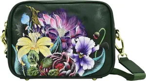 Anuschka Women’s Hand-Painted Genuine Leather Twin Top Messenger - Vintage Floral