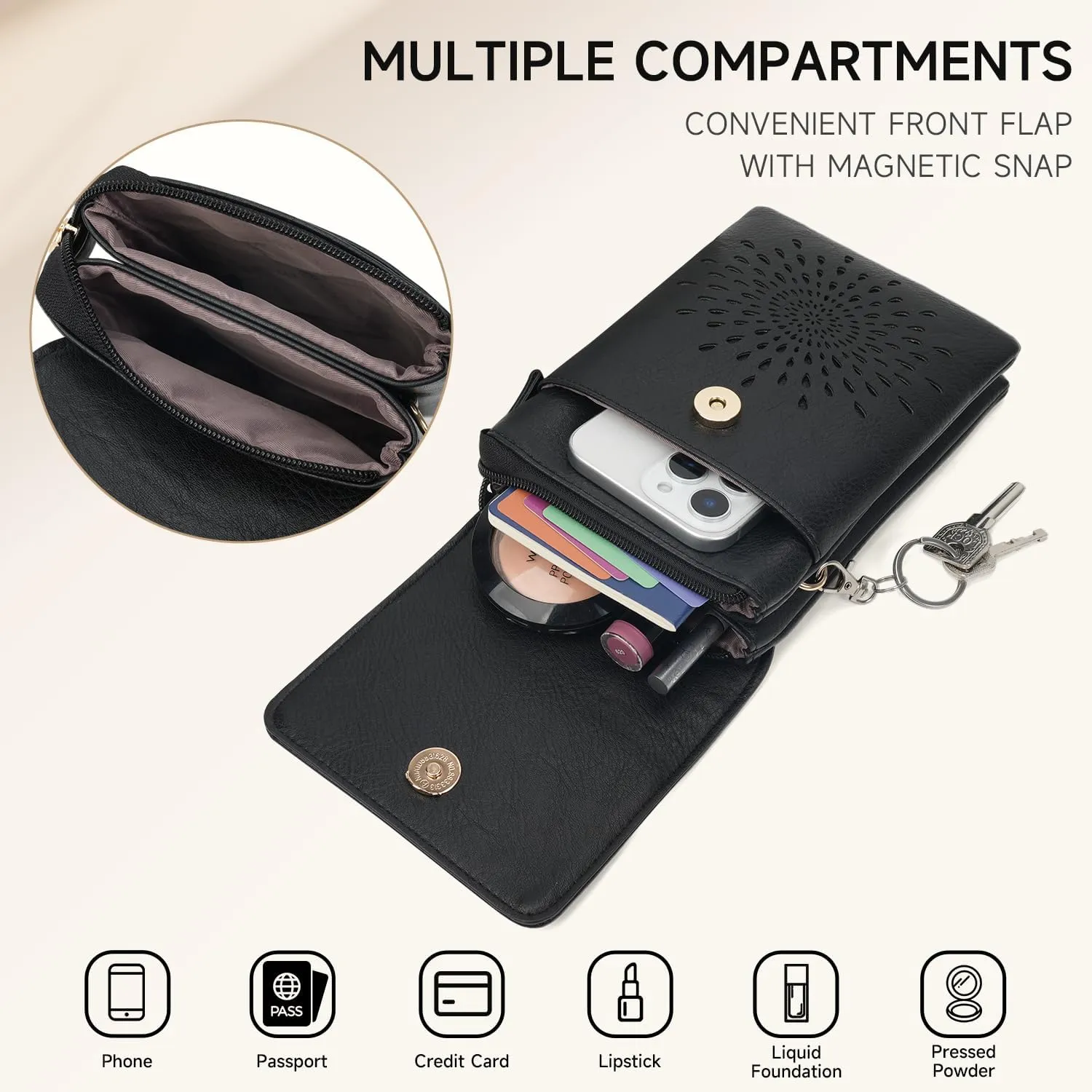 APHISON Small Crossbody Bags for Women Trendy, Leather Crossbody Phone Purses Handbags with Adjustable Strap