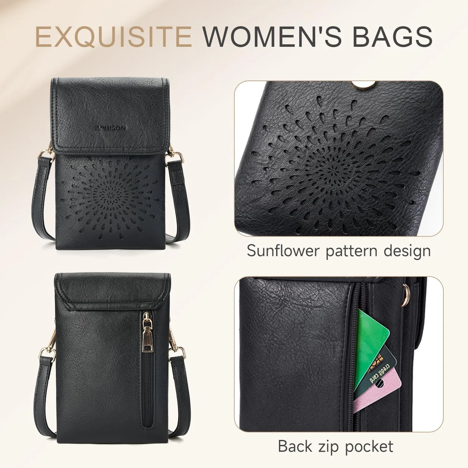 APHISON Small Crossbody Bags for Women Trendy, Leather Crossbody Phone Purses Handbags with Adjustable Strap