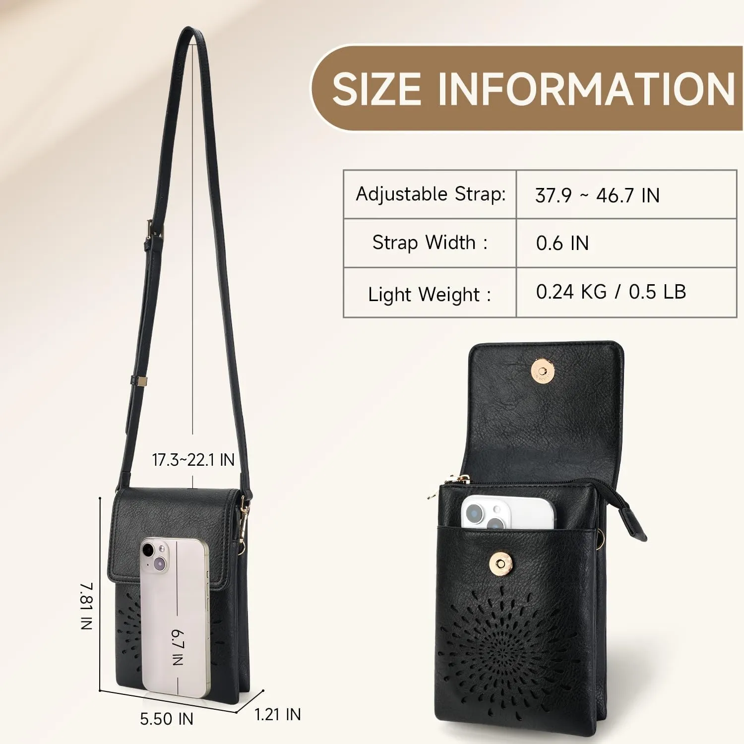 APHISON Small Crossbody Bags for Women Trendy, Leather Crossbody Phone Purses Handbags with Adjustable Strap
