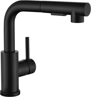 APPASO Bar Sink Faucet, Stainless Steel Kitchen Faucet with Pull Out Sprayer, Modern Single Handle Utility Faucet, Small Mini Faucets for RV Outdoor, Matte Black & 9” Height