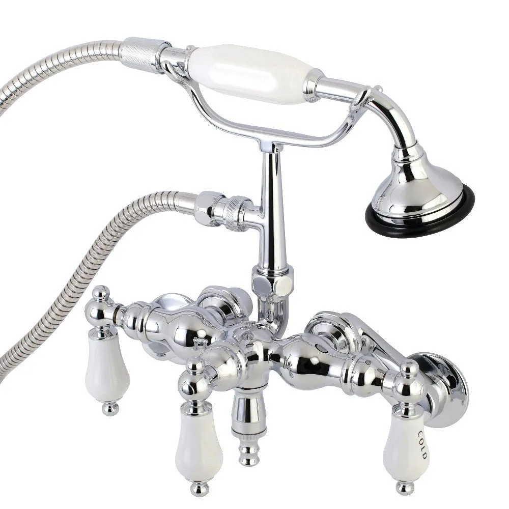 Aqua Vintage 3.4" Adjustable Wall Mount Clawfoot Tub Faucet With Hand Shower In 2.8" Spout Reach
