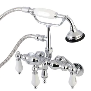Aqua Vintage 3.4" Adjustable Wall Mount Clawfoot Tub Faucet With Hand Shower In 2.8" Spout Reach
