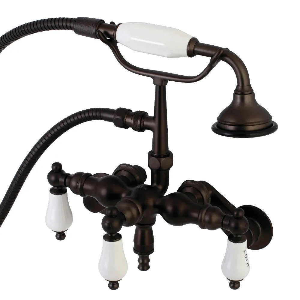 Aqua Vintage 3.4" Adjustable Wall Mount Clawfoot Tub Faucet With Hand Shower In 2.8" Spout Reach