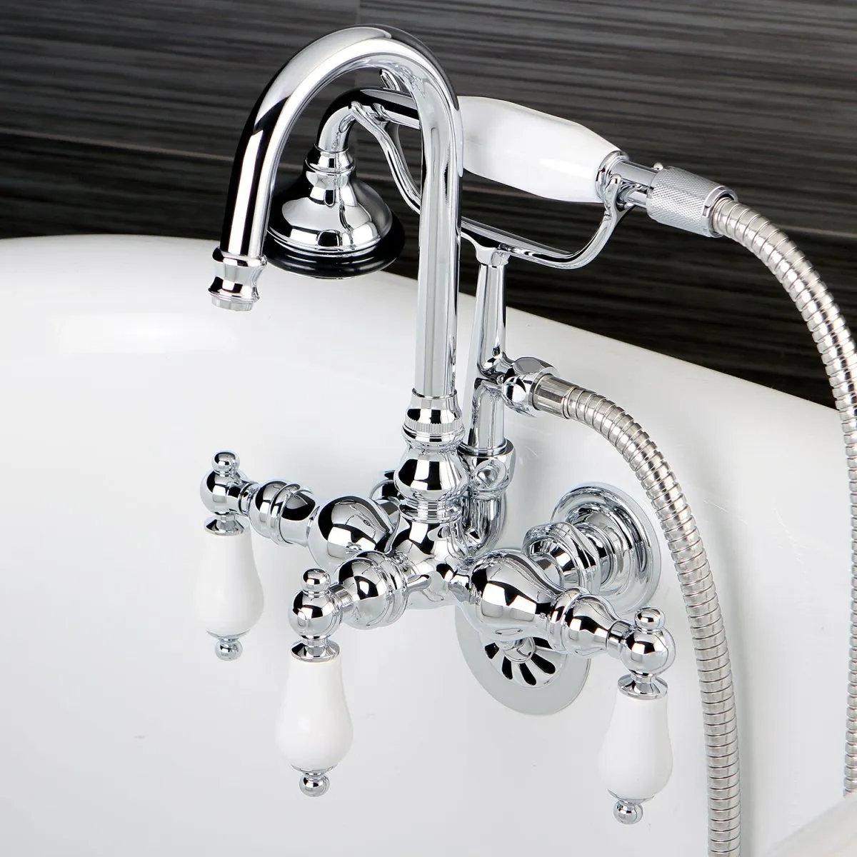Aqua Vintage Wall Mount Clawfoot Tub Faucet With 3.4" Center Spread