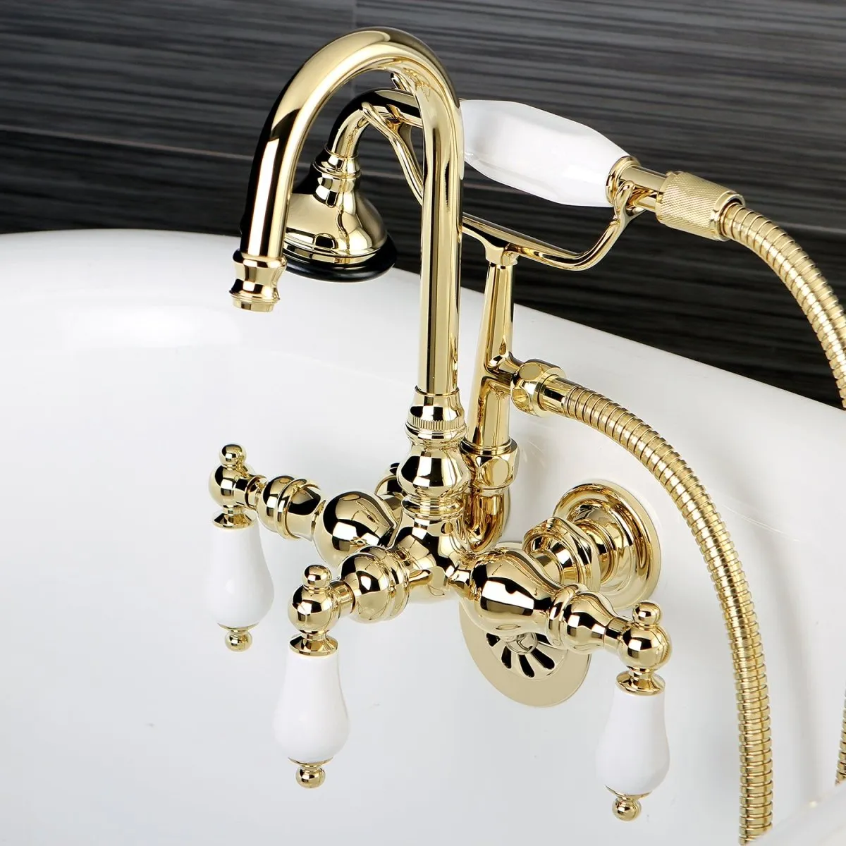 Aqua Vintage Wall Mount Clawfoot Tub Faucet With 3.4" Center Spread