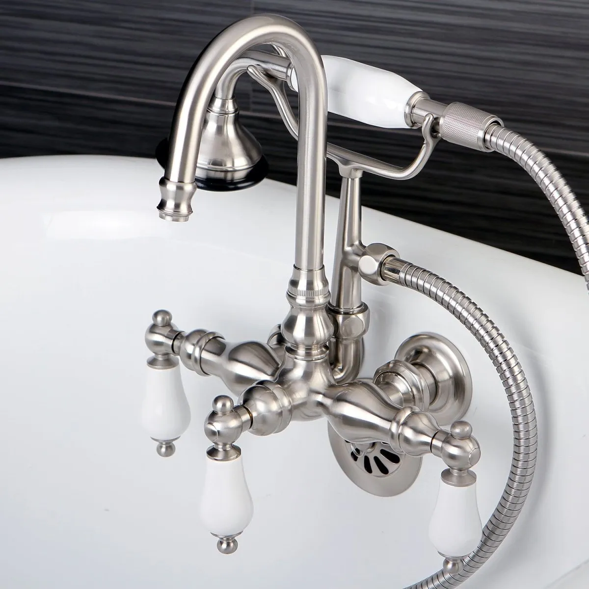 Aqua Vintage Wall Mount Clawfoot Tub Faucet With 3.4" Center Spread