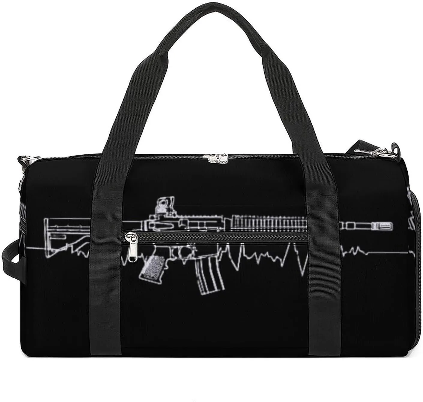 AR15 Gun Heartbeat Gym Bag for Men Women Lightweight Duffel Bag Sports Workout Bag for Travel Yoga