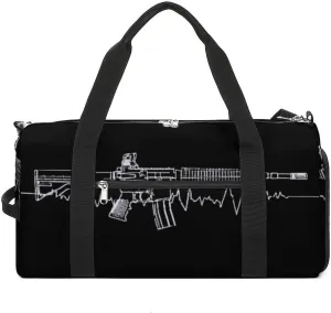 AR15 Gun Heartbeat Gym Bag for Men Women Lightweight Duffel Bag Sports Workout Bag for Travel Yoga