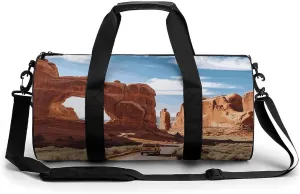 Arches National Park Entrance Gym Bag for Men Women Water Resistant Duffle Bag Travel Lightweight Bag for Travel Sports