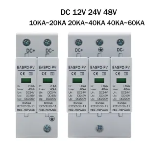 Arrester Device Power Surge Protective Device SPD Arrester Low Voltage House 2P 3P Surge Voltage Protection DC 12V 24V 48V 500V 800V 1000V 40KA (Color : 3P, Size : DC800V 30-60KA)