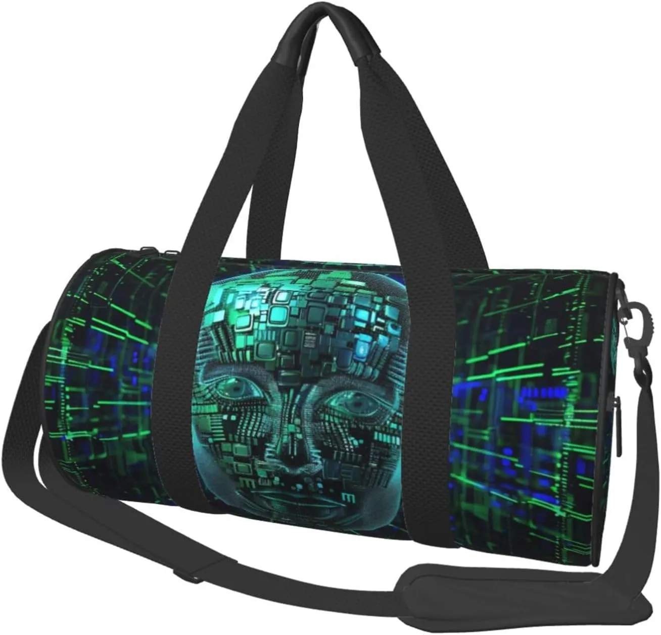 Artificial Intelligence Brain Printed Sports Gym Bag for Men Women Foldable Duffel Bag Carry On Weekender Bag for Travel Sports