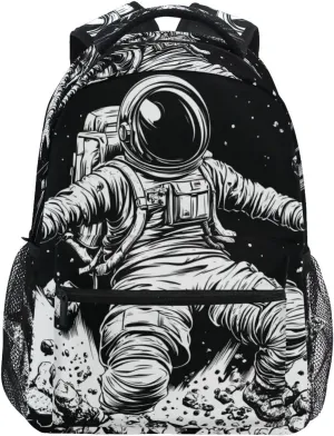 Astronaut Meteorite Black Backpack for Women Men Laptop Travel Backpack Book Bag Daypack 12 ×16.9 In