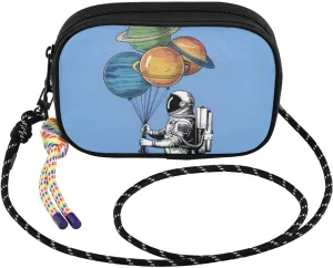 Astronaut Planets Balloon Crossbody Bags for Women Cell Phone Purses Women's Shoulder Handbag Wallet Purse with Rope Pendant