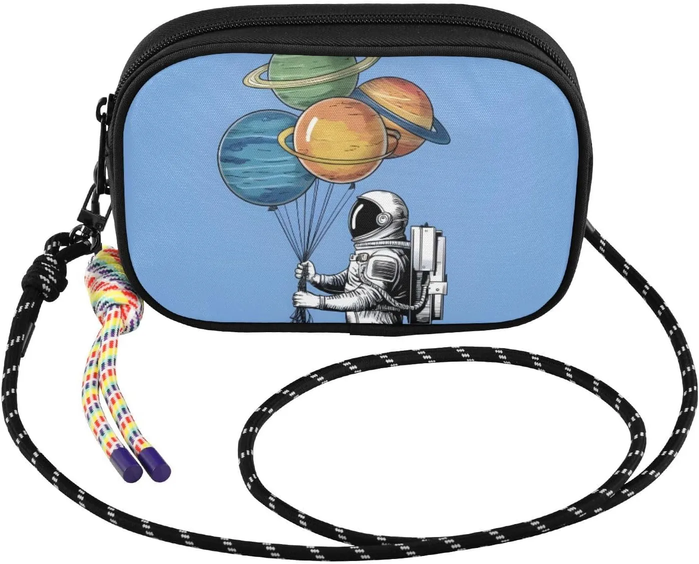 Astronaut Planets Balloon Crossbody Bags for Women Cell Phone Purses Women's Shoulder Handbag Wallet Purse with Rope Pendant