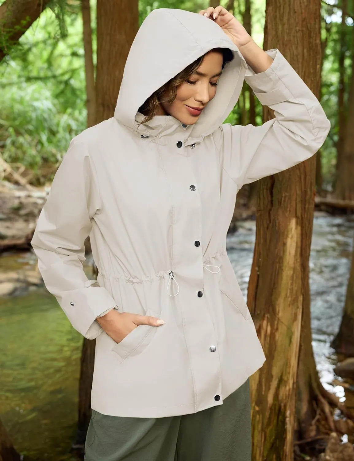 Avoogue Rain Jacket for Women Waterproof Lightweight Hooded Raincoat for Hiking Travel Outdoor