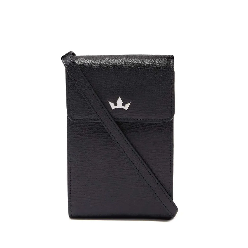 Award Mini Messenger Bag - Italian Leather Black