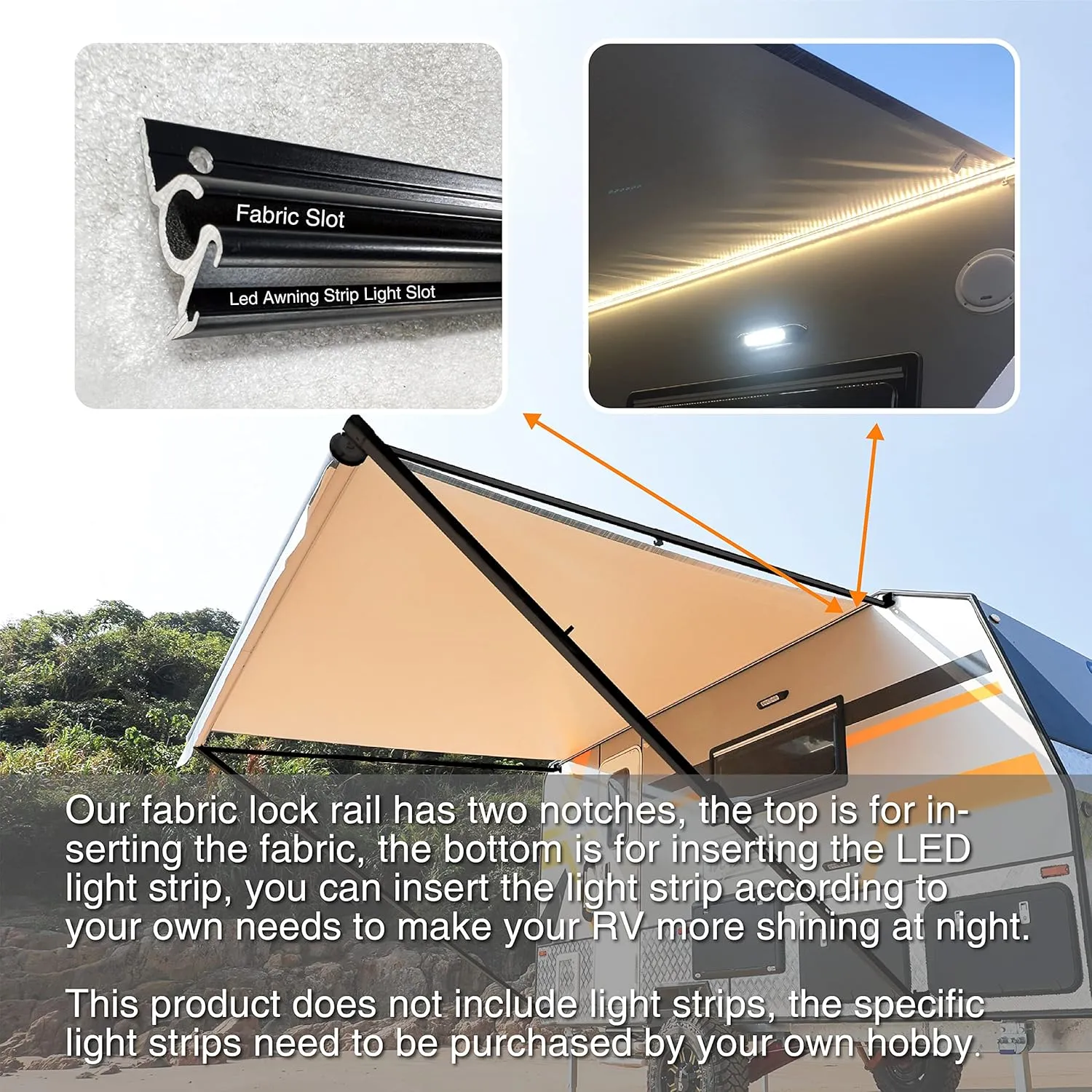 Awnlux Black Manual RV Awning Full Set Assemblies for RV, 5th Wheel, Travel Trailers, and Motorhome - RV Trailer Awning for Home or Camper-17x8Ft-Grey Fade