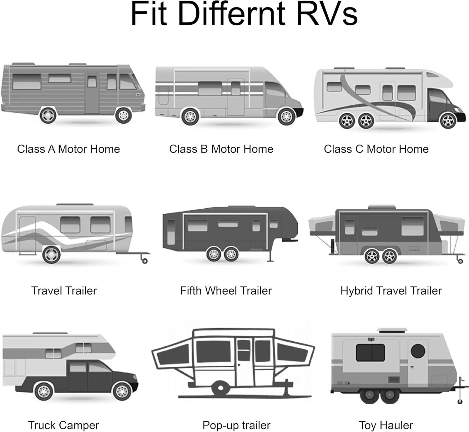 Awnlux Black Manual RV Awning Full Set Assemblies for RV, 5th Wheel, Travel Trailers, and Motorhome - RV Trailer Awning for Home or Camper-17x8Ft-Grey Fade
