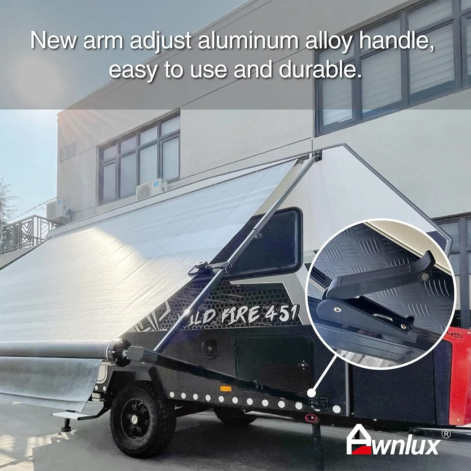 Awnlux Black Manual RV Awning Full Set Assemblies for RV, 5th Wheel, Travel Trailers, and Motorhome - RV Trailer Awning for Home or Camper-17x8Ft-Grey Fade