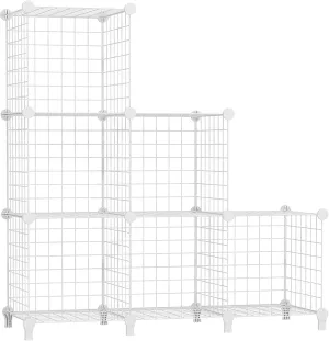AWTATOS Wire Cube Storage Organizer, Closet Organizers and Storage, Metal 6 Cube Storage Shelves Bookshelf, Portable Closet Clothes Organizer for Bedroom, Home, Office, White