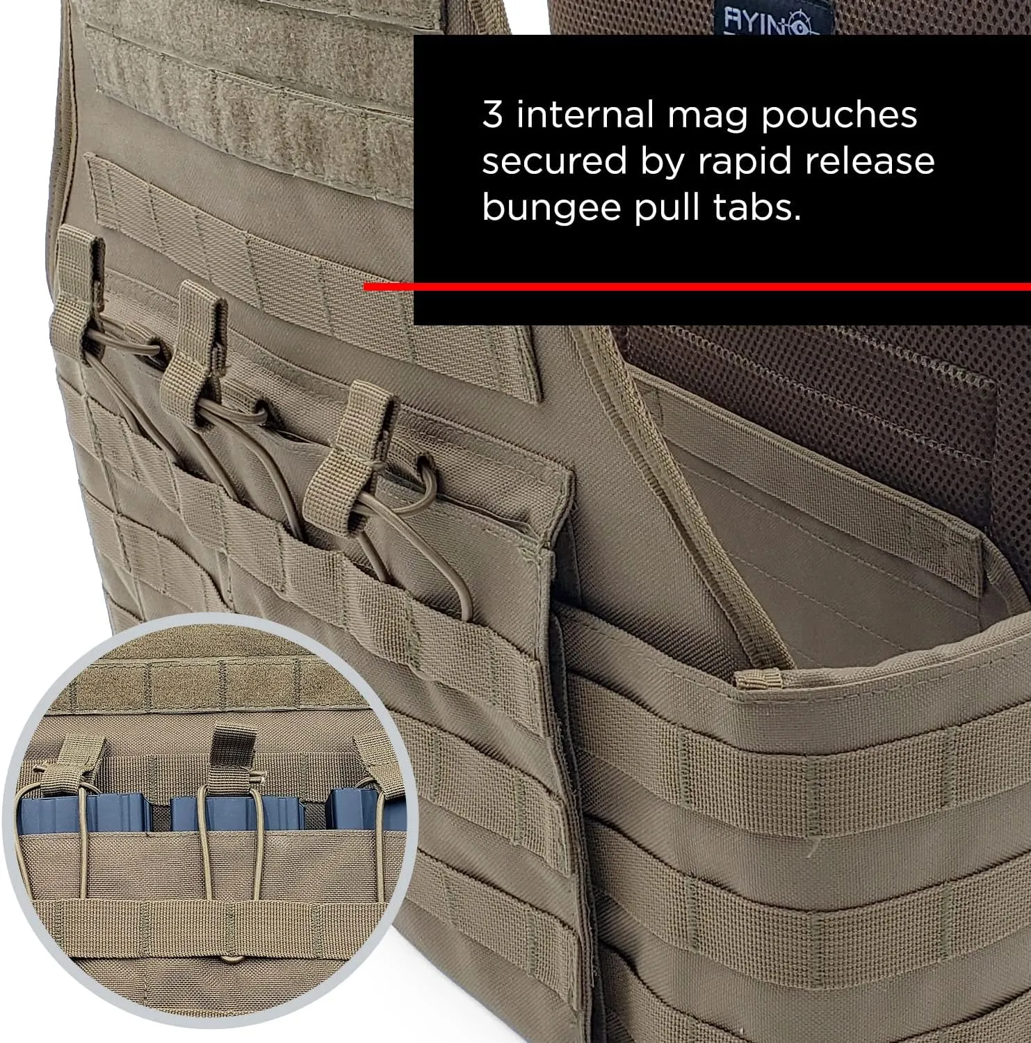 AYIN MOLLE Breathable Outdoor Vest with Hook and Loop attachment points