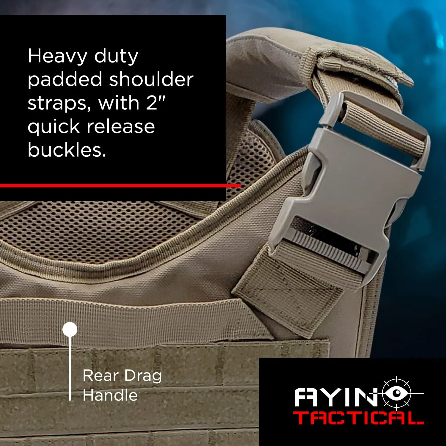 AYIN MOLLE Breathable Outdoor Vest with Hook and Loop attachment points