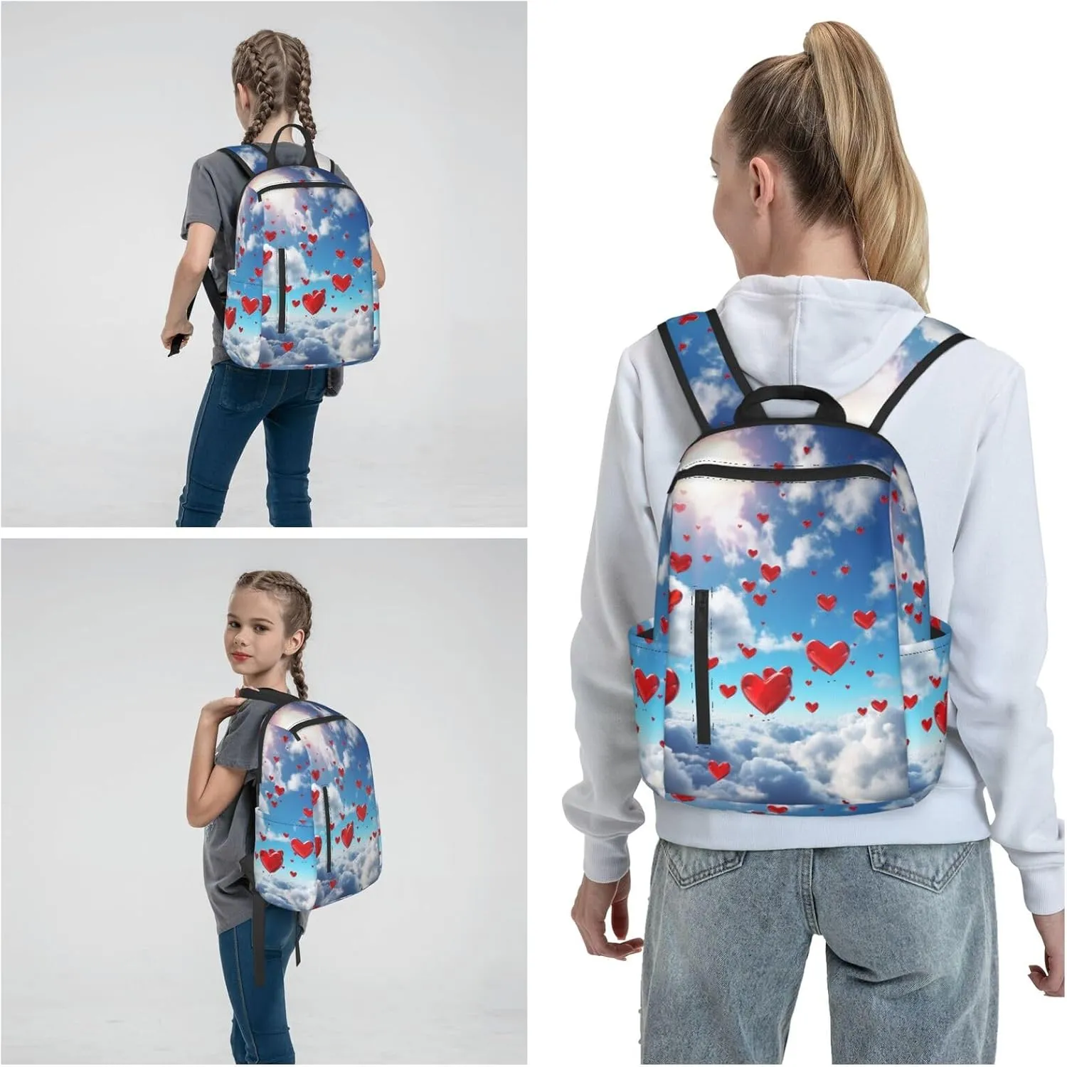 Backpack hearts in the sky Travel Casual Laptop Backpack Adjustable Hiking Daypack for Men Women