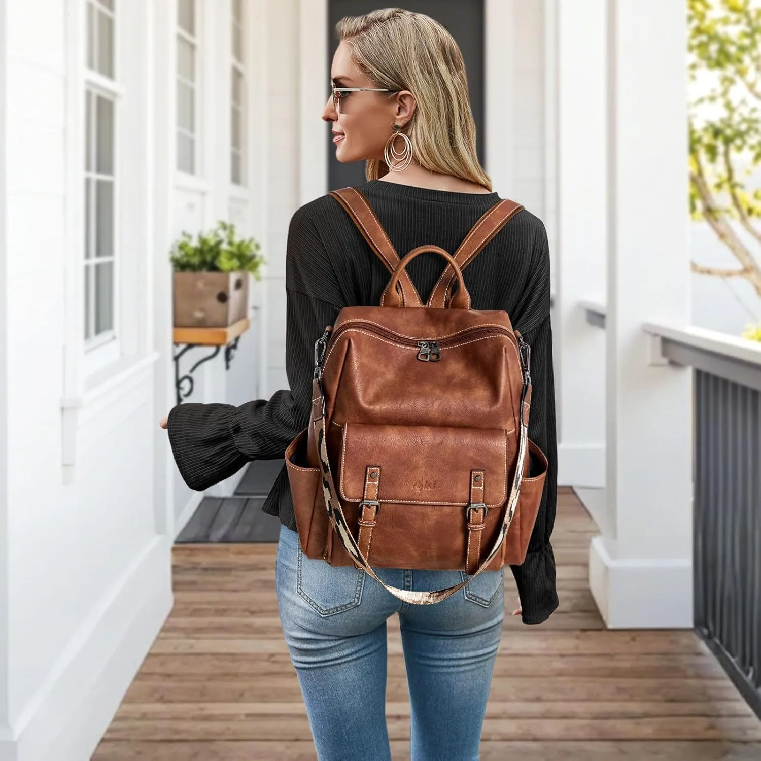 Backpack Purse for Women PU Leather Back Packs Designer Ladies Shoulder Bag Fashion Faux Work Travel Handbags