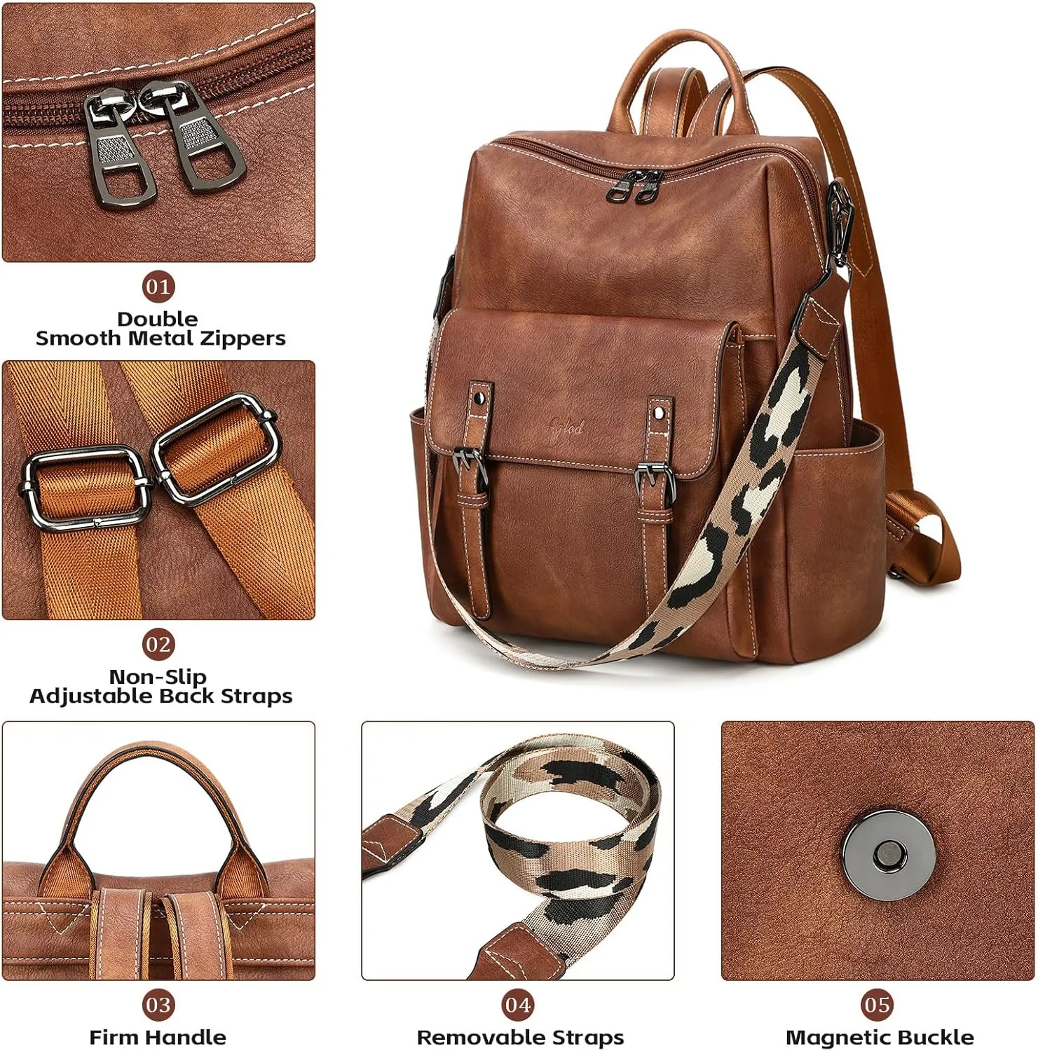 Backpack Purse for Women PU Leather Back Packs Designer Ladies Shoulder Bag Fashion Faux Work Travel Handbags