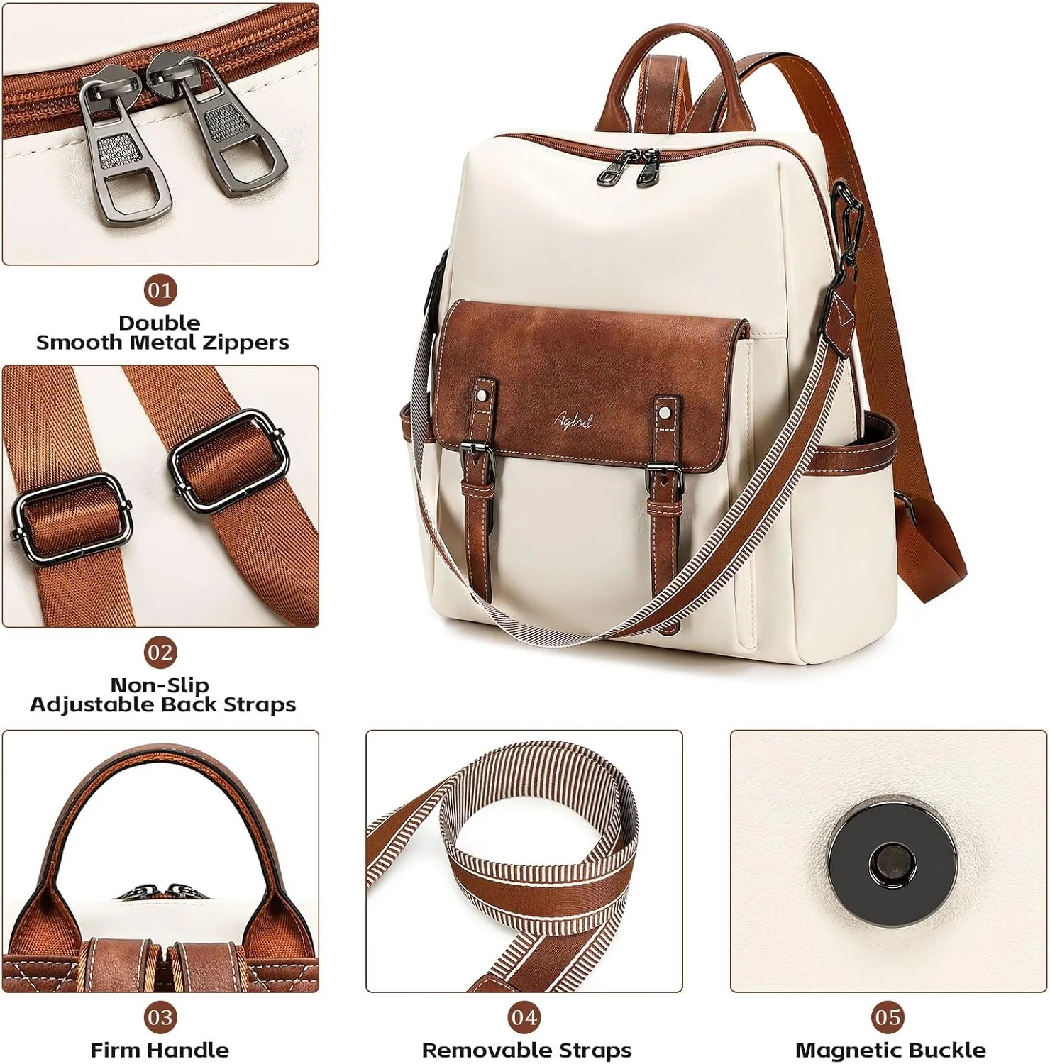 Backpack Purse for Women PU Leather Back Packs Designer Ladies Shoulder Bag Fashion Faux Work Travel Handbags