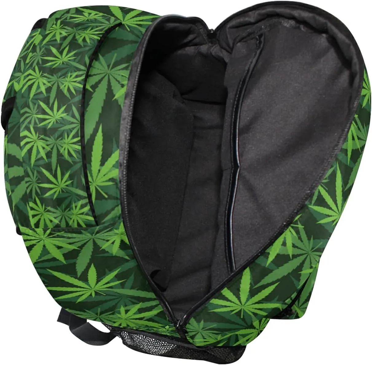 Backpack Travel Green Weed Leaves Print School Bookbags Shoulder Laptop Daypack College Bag for Womens Mens Boys Girls