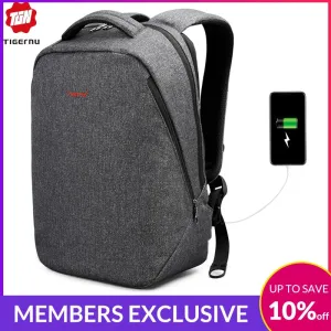 Backpacks 15.6 Men for Mochilas theft 24L inch Water Laptop Schoolbag Travel Anti Business Full assortment Boys Tigernu Male Repellent Causal Enormous discount 
