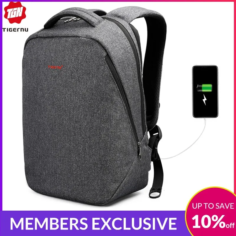 Backpacks 15.6 Men for Mochilas theft 24L inch Water Laptop Schoolbag Travel Anti Business Full assortment Boys Tigernu Male Repellent Causal Enormous discount 